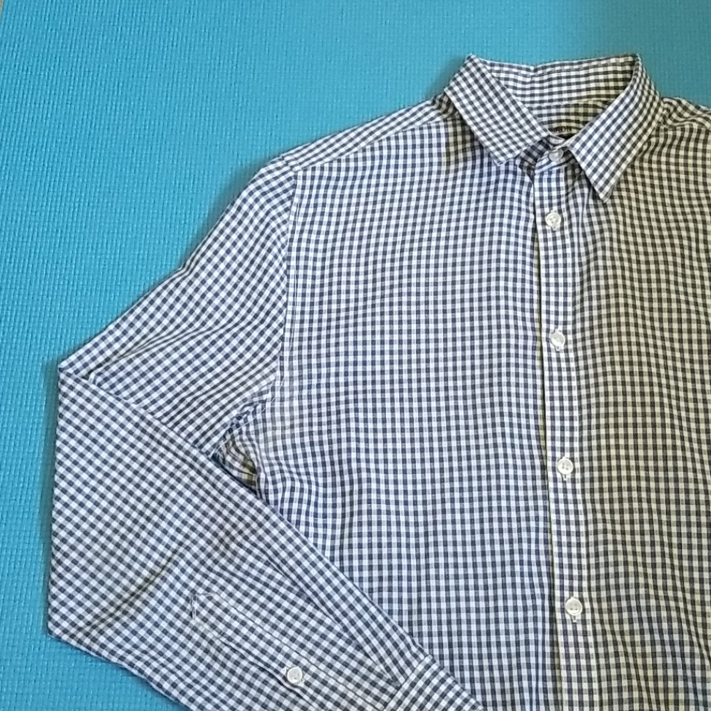 H&M Blue Checkered Long Sleeve Button Up